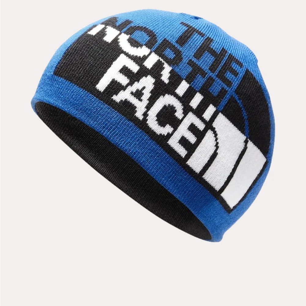 The North Face Black and Blue Logo Beanie